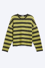 Striped Lime and Khaki Green - Boxy Strickpullover - 3