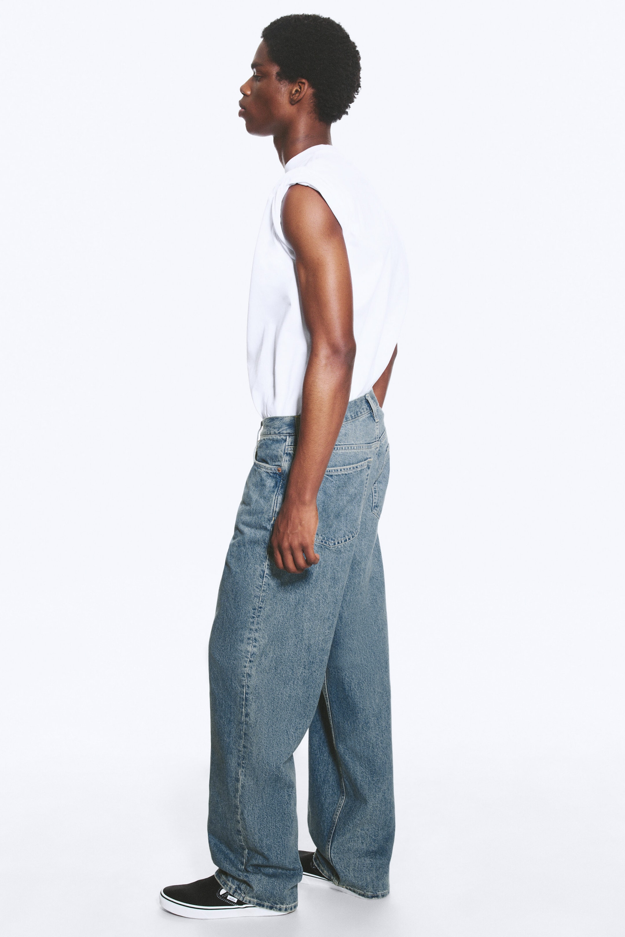 2000 Blue - Bleu moyen - Jean droit ample taille mi-haute Galaxy unisexe - 2