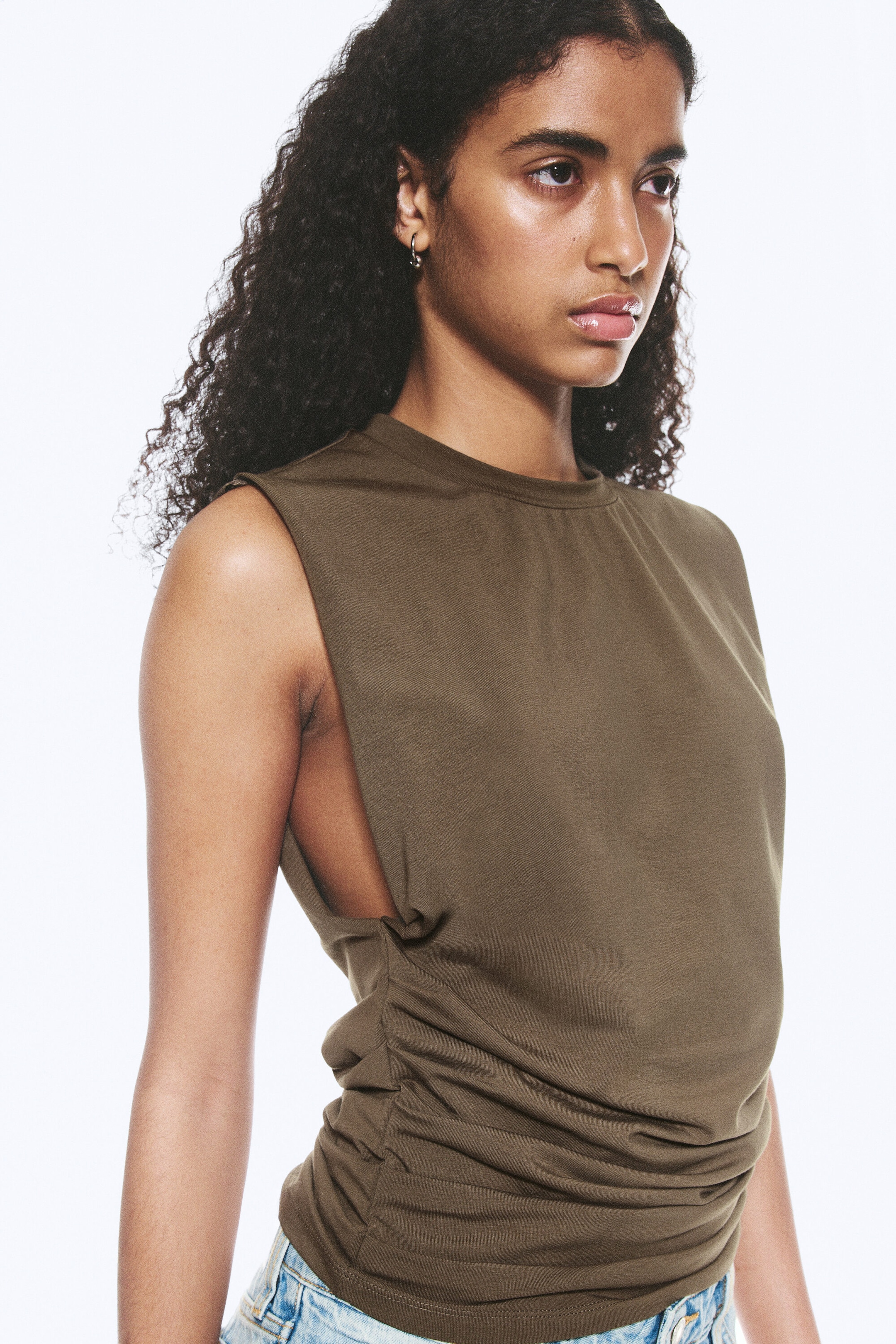 Taupe foncé - Débardeur plissé - 2