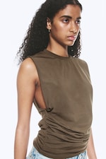 Taupe foncé - Débardeur plissé - 2