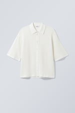 Dusty White - Regular Crochet Short Sleeve Shirt - 0