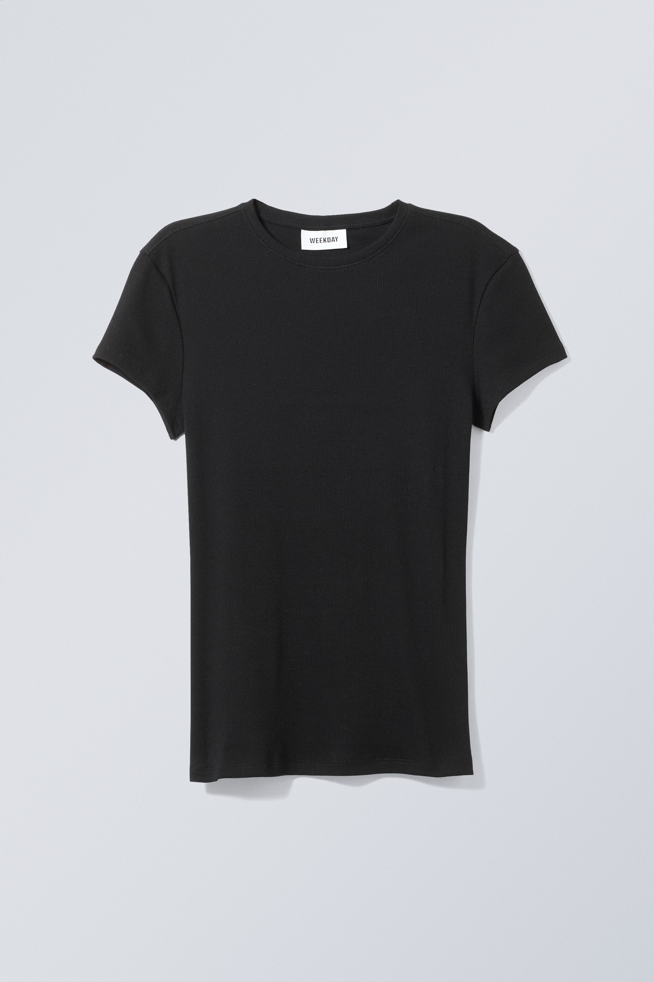 Black - Close Fitted Rib T-Shirt - 0