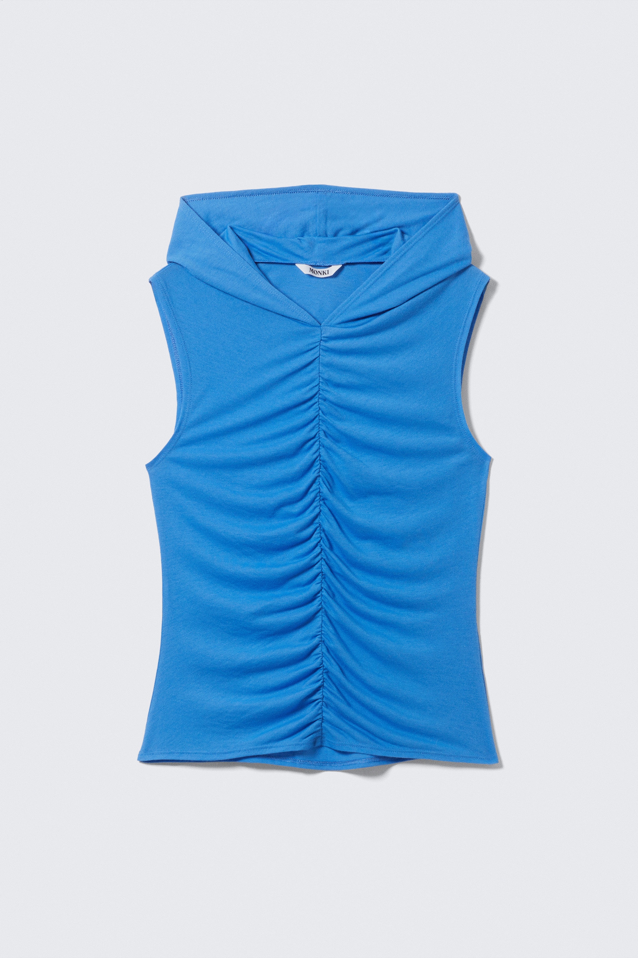 Blue - Ruched Hooded Tank Top - 1