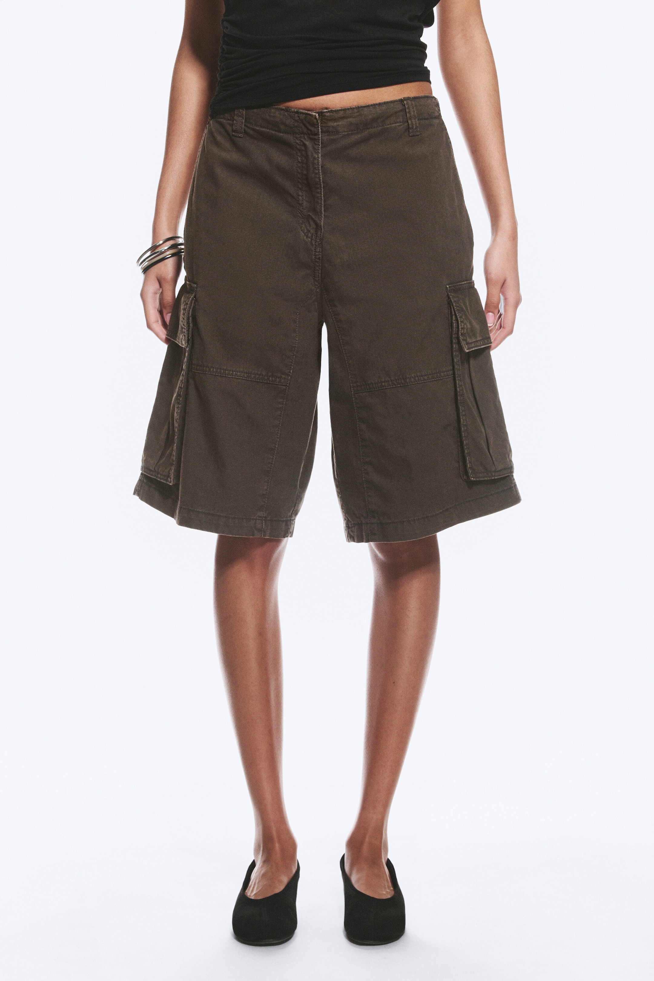 Washed Dark Grey - Short cargo ample taille basse - 2