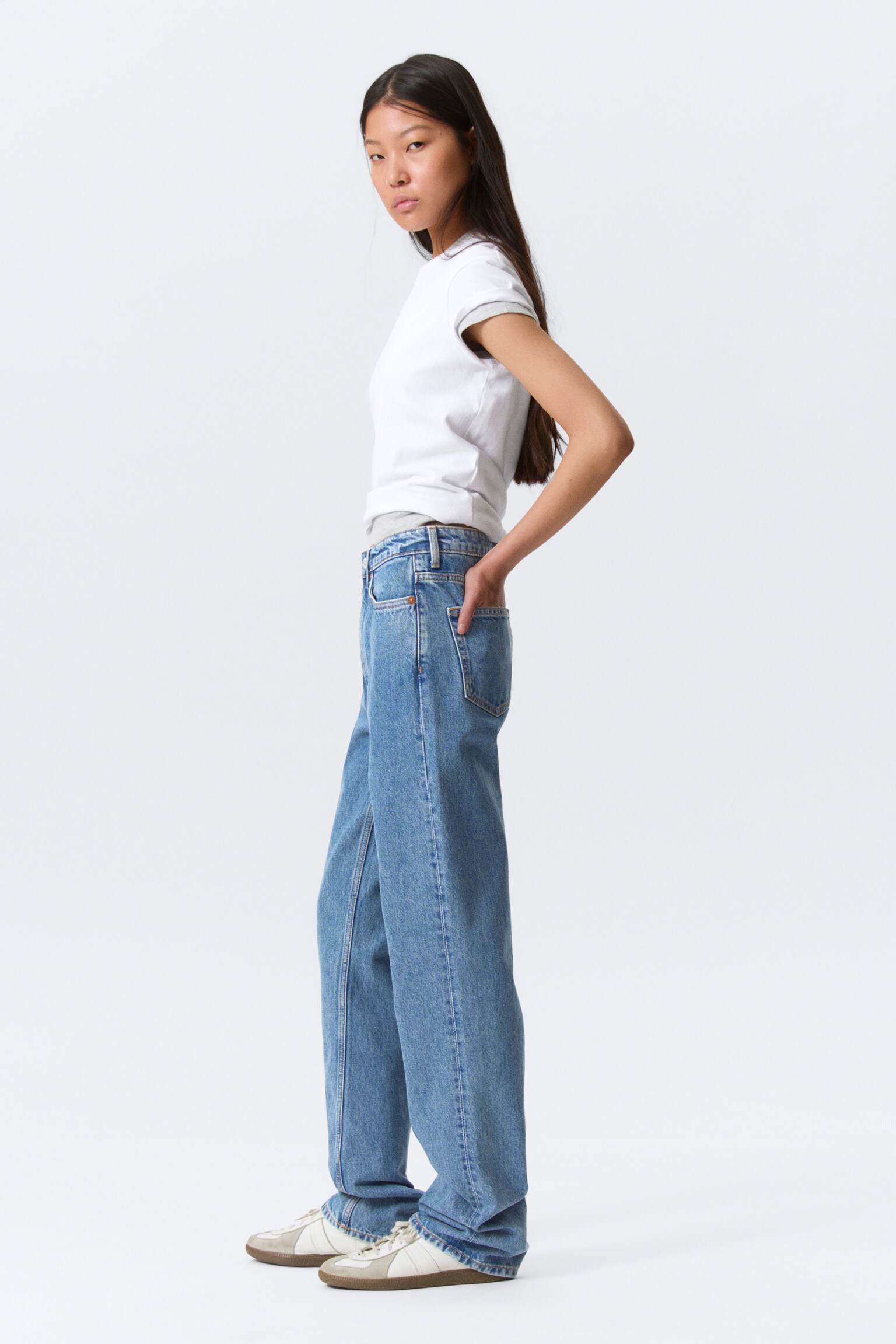 Rowe Super High Waisted Regular Straight Leg Jeans - 90s Blue - Mittelblau/Port Blue - Hellblau/Angel Blue - Dunkelblau/Echo Black - Black - 4