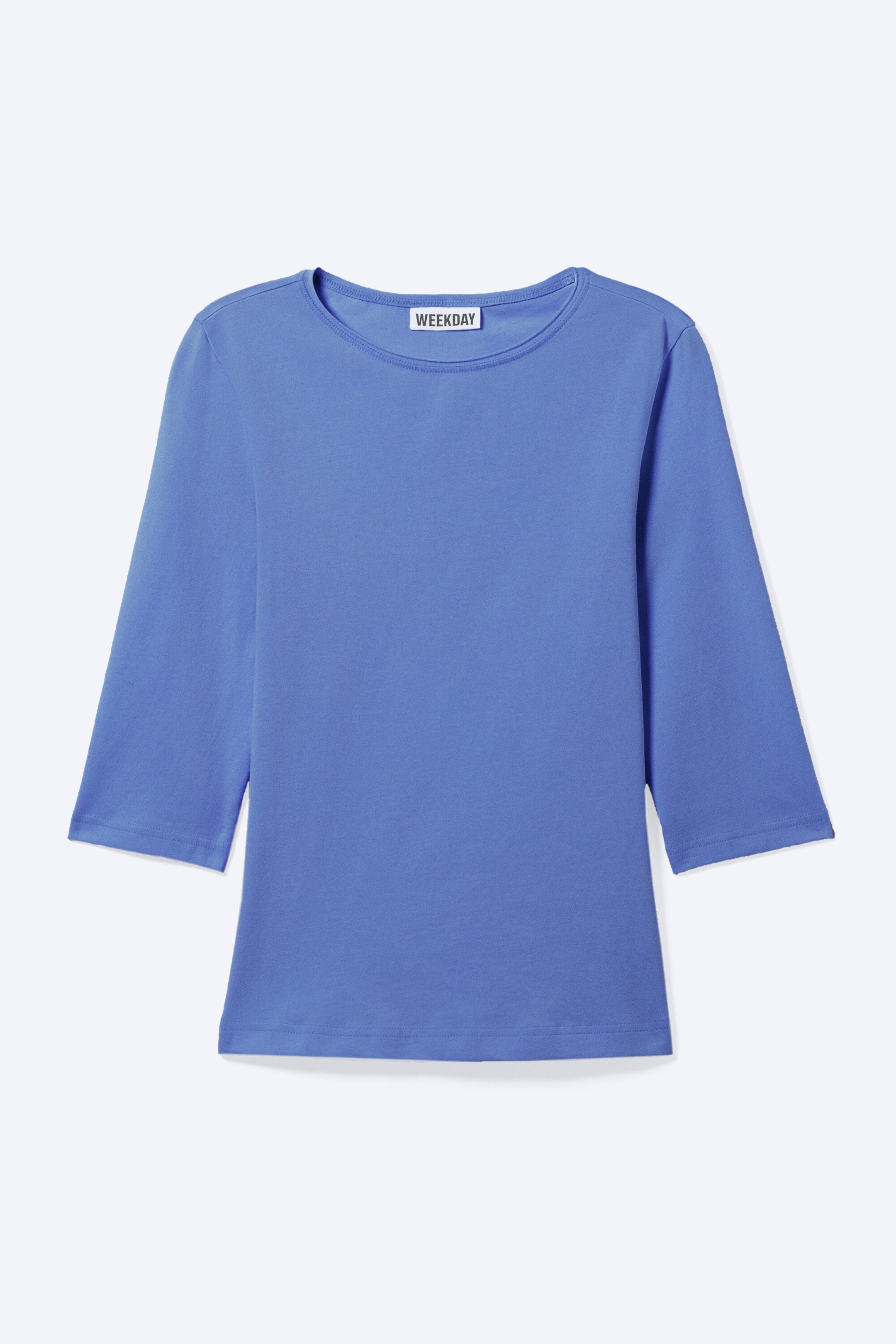 Mellanblå - Figurnära topp med trekvartsärm - 3