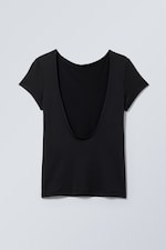 Black - Gizem Open Back T-shirt - 1