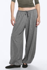 Grey Melange - Soft Mid-Rise Balloon Trousers - 2