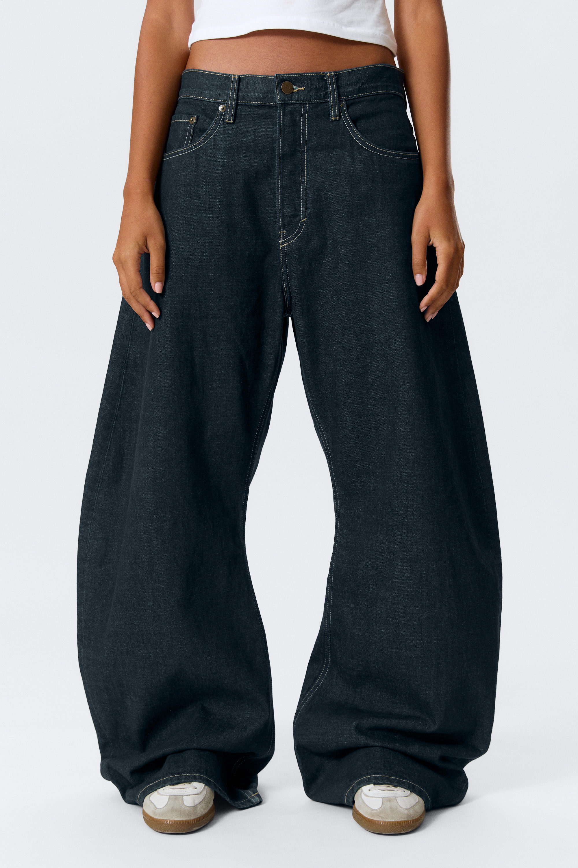 Blå - Solera Lediga Barrel Jeans - 4