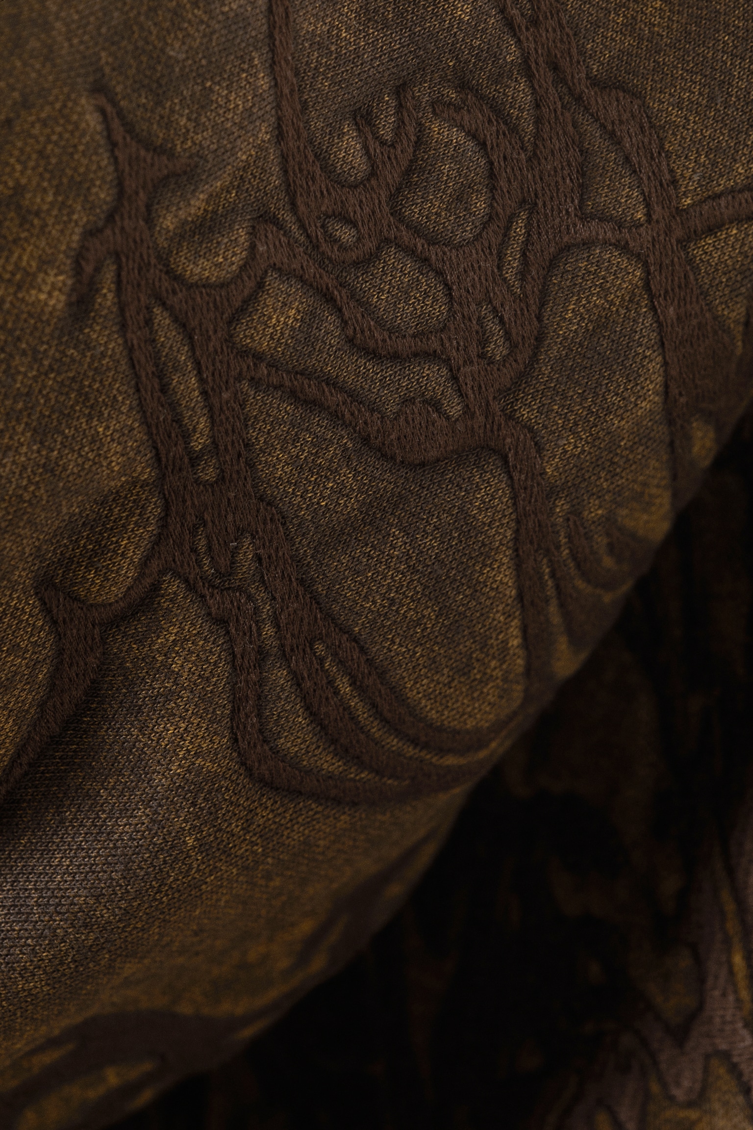 Embroidered Oversized Heavy Hoodie - Dark Brown - 6