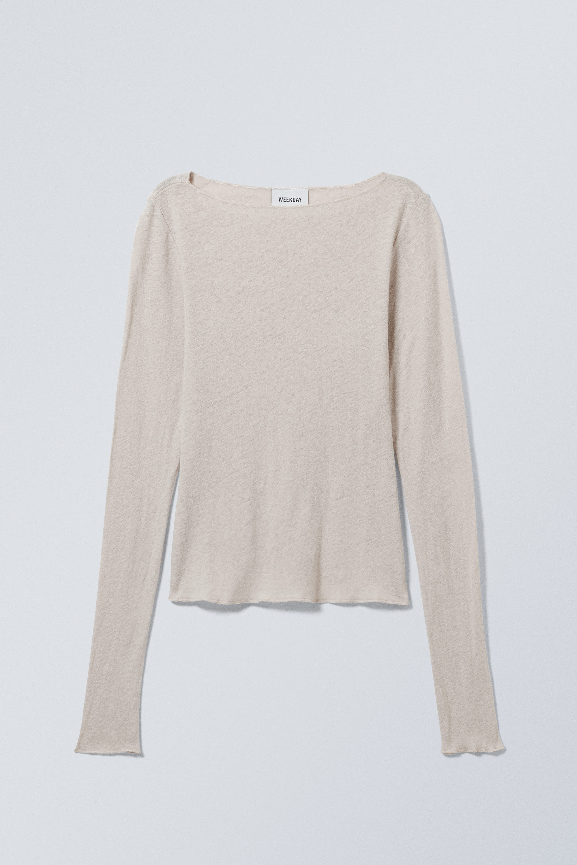 linen blend long sleeve top - Ecru | Weekday EU