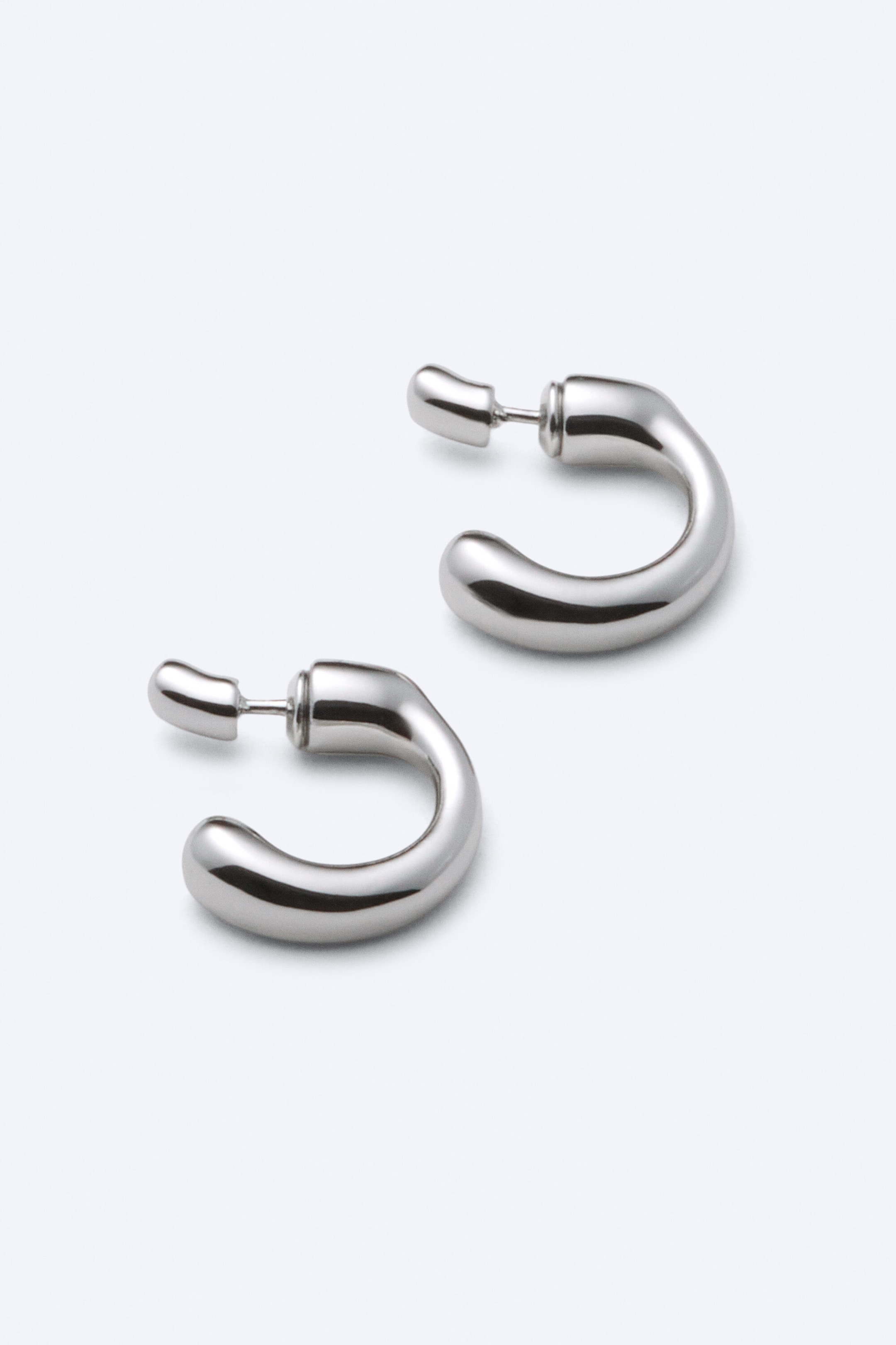 Grey Silver - Wave mini hoops - 2