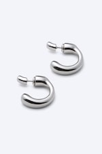 Grey Silver - Wave mini hoops - 1