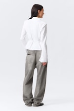 White - Long-Sleeved Wrap Poplin Shirt - 3
