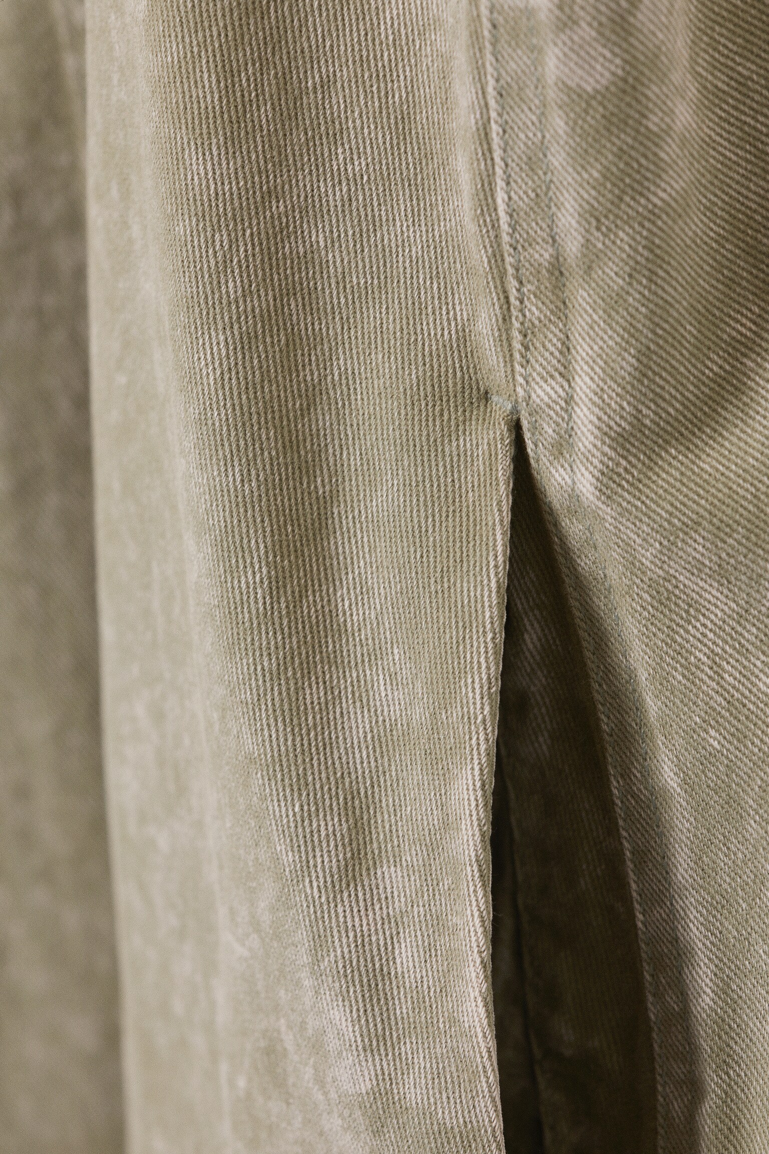 Sleeveless Cotton Twill Mini Dress - Washed Kahki Green/White/Washed Dark Brown - 6