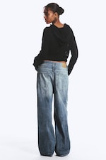 Board Blue - Medium Blue - Astro Mid Rise Loose Baggy Unisex Jeans - 4