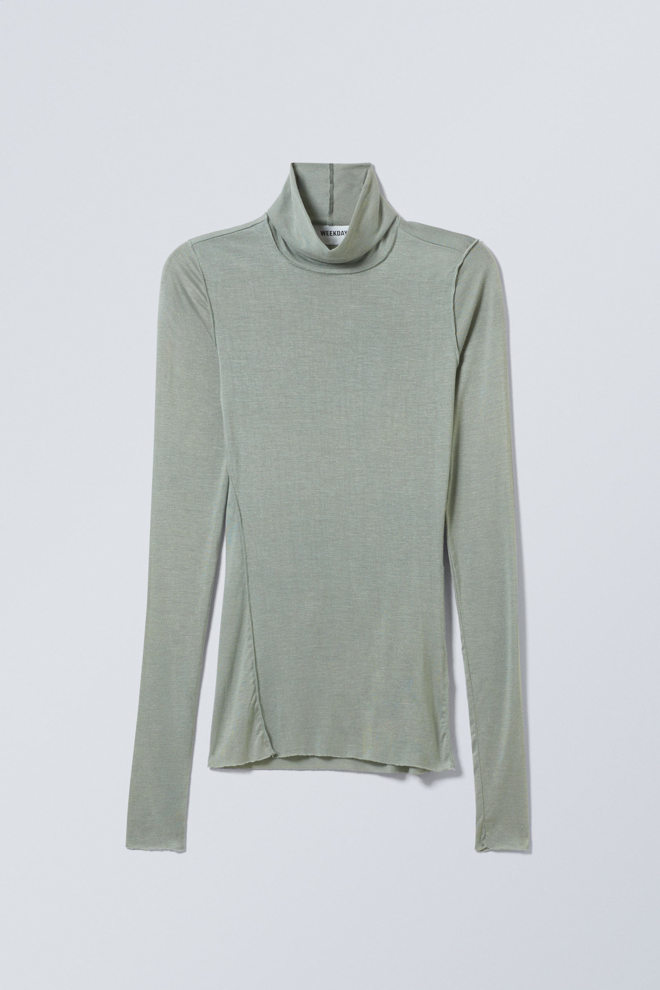 Dusty Green - Sheer Long-Sleeve Turtleneck - 1