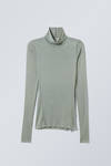 sheer long-sleeve turtleneck - Dusty Green | Weekday WW