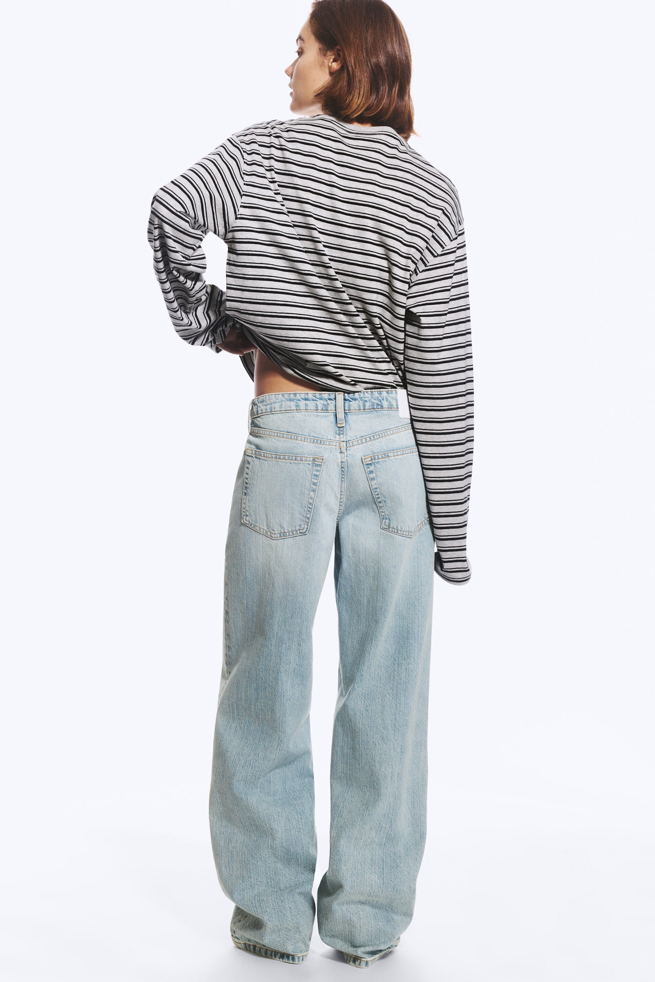Dream Blue - Light Blue - Ample Low Rise Loose Wide Jeans - 7