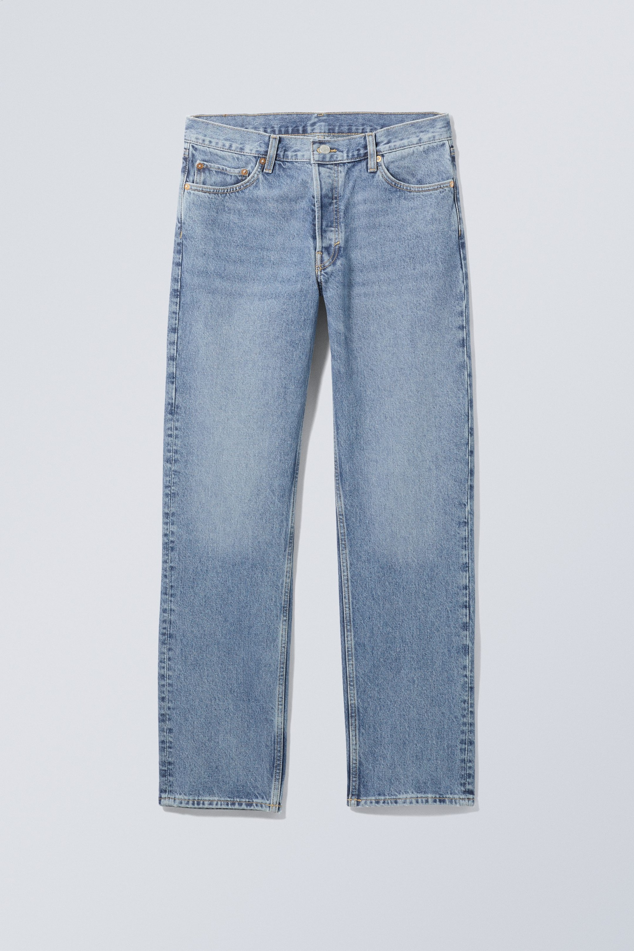 Blue Medium Dusty - Klean mid waist regular straight jeans - 5