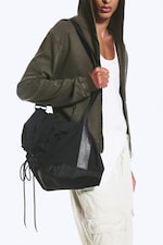 Black - Drawstring Crossbody Bag - 0