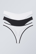 Black White - 3-pack Jade Cotton Thong - 0
