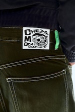 Deep Green - Khaki Green - Looser Regular Waist Loose Straight Jeans - 3