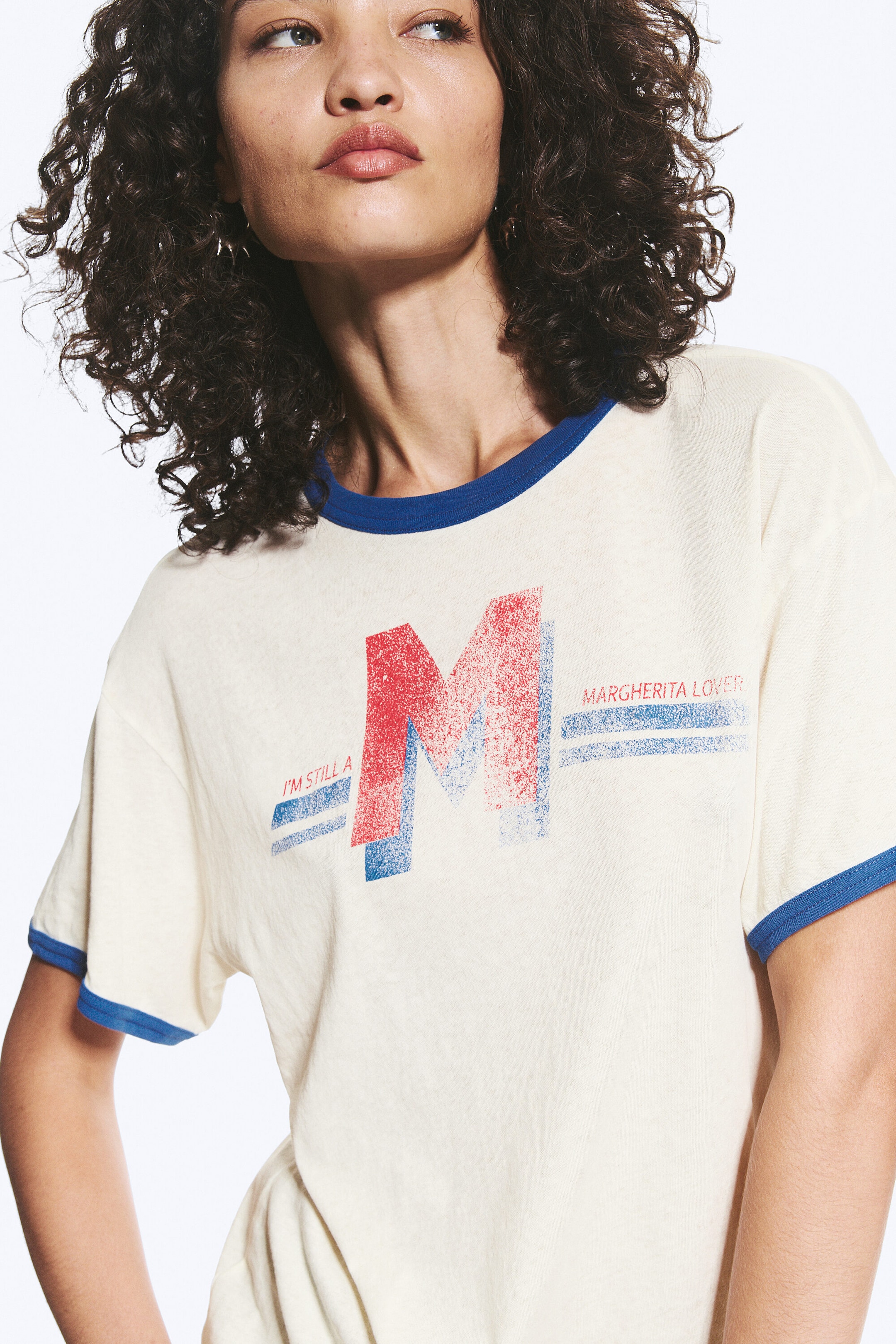 Light Dusty Beige - M Print - Graphic Printed Short-sleeved T-shirt - 2