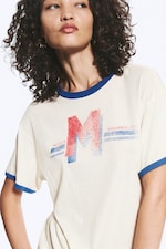 Light Dusty Beige - M Print - Graphic Printed Short-sleeved T-shirt - 1