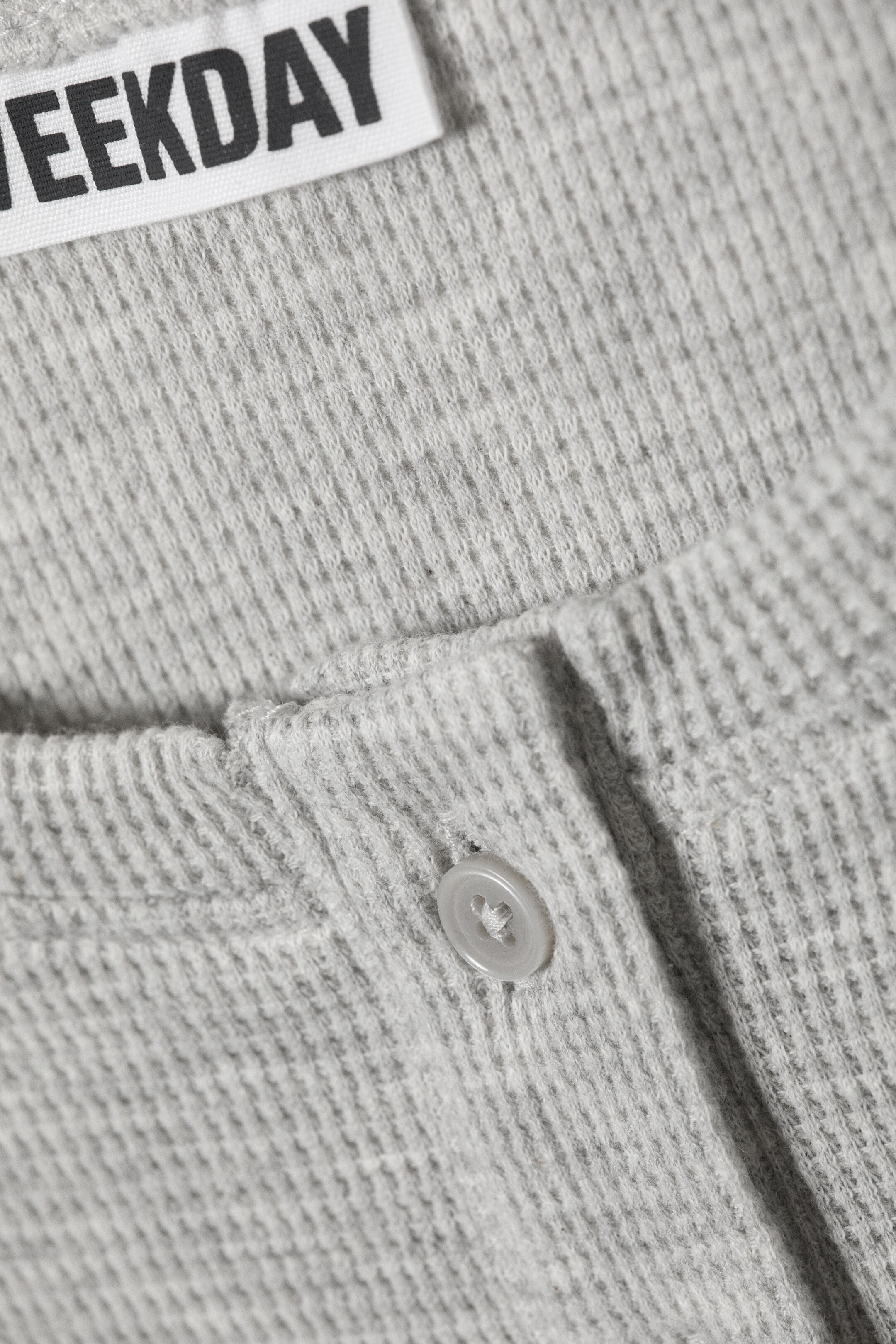 Vis større bilde: Langermet Henley-topp i vaffelstruktur - Gråmelert - DAME | H&M NO 6