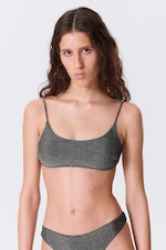 Grey - Glitter - Tie-Back Glitter Bikini Top - 0