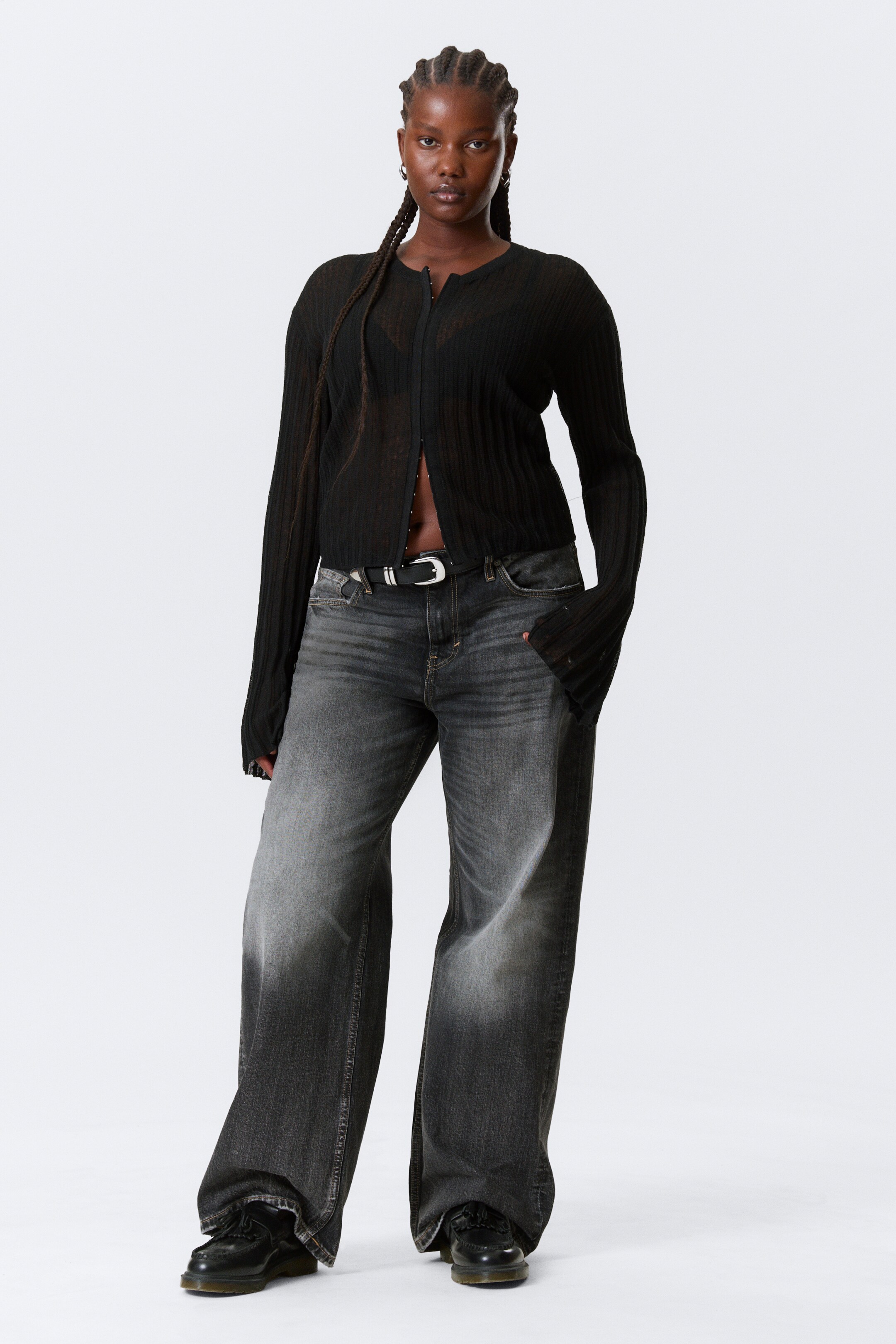 Größeres Bild ansehen: Cardigan aus transparentem Leinen-Mix - Schwarz - Ladies | H&M DE 3