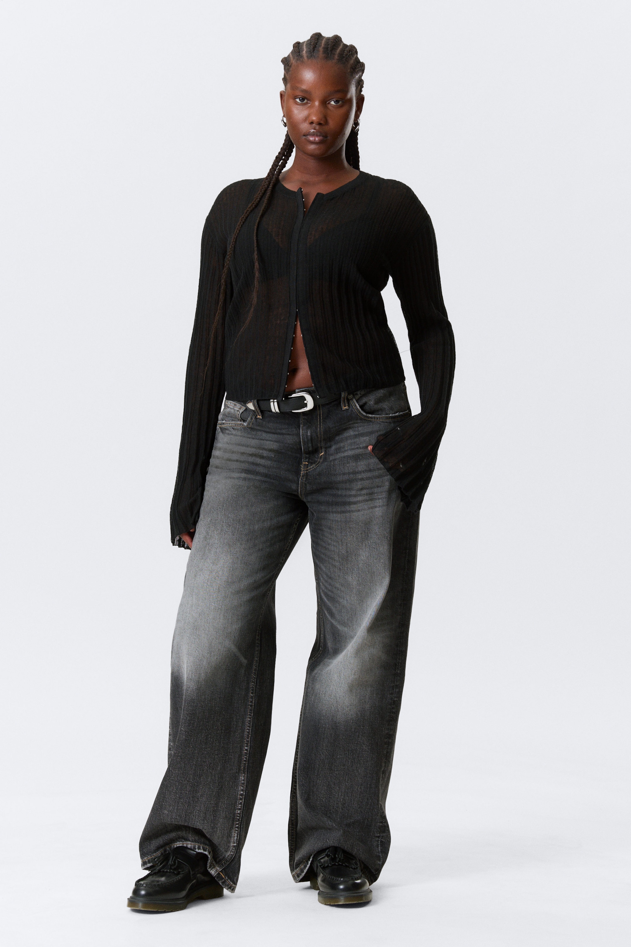 Schwarz - Cardigan aus transparentem Leinen-Mix - 2