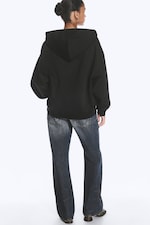 Svart - Oversized kraftig hoodie med dragkedja - 3