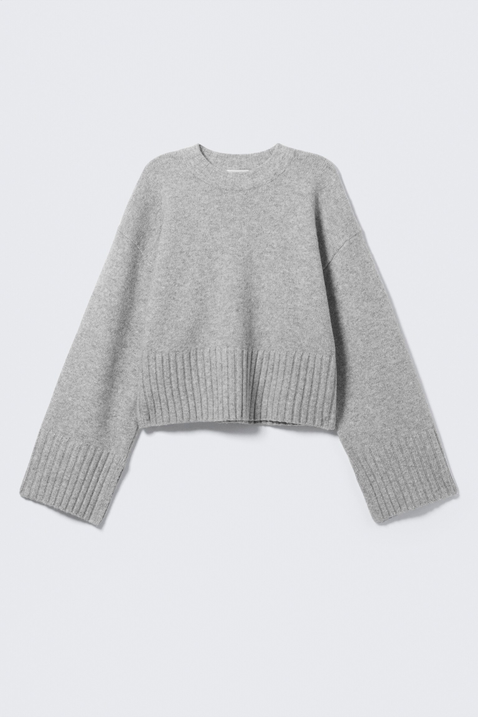 Gebreide oversized trui - Grijs gemêleerd/Zacht oudroze/Poederwit - 2