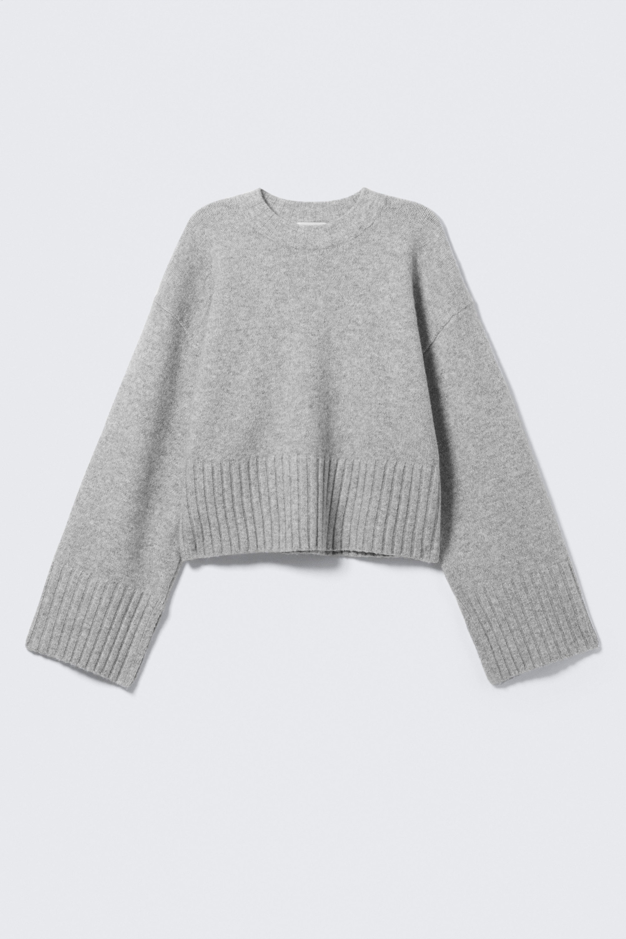 Grey Melange - Knitted Oversized Sweater - 3