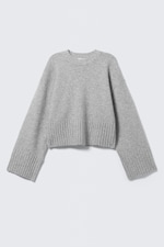Grey Melange - Knitted Oversized Sweater - 3