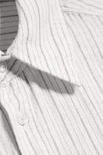 Vit/Grå-randig - Ledig kortärmad skjorta i linneblanding - 4