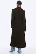 Dunkelbraun - Langer, einreihiger Slim-Fit-Mantel - 3