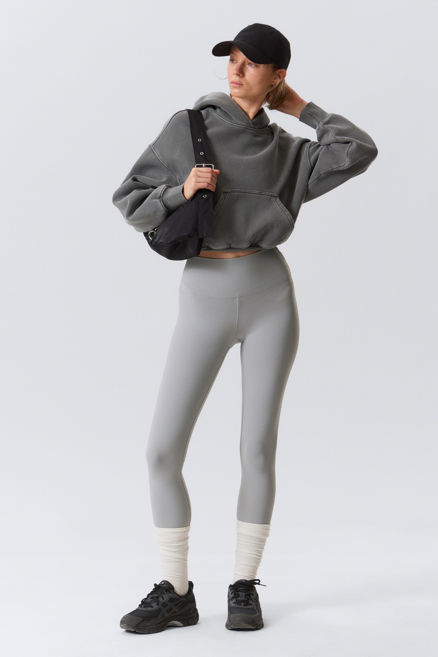 High Waisted Sports Tights - Light Dusty Grey/Dark Brown/Black/Dark Grey/Dark Khaki Green/White/Dark Brown - 1