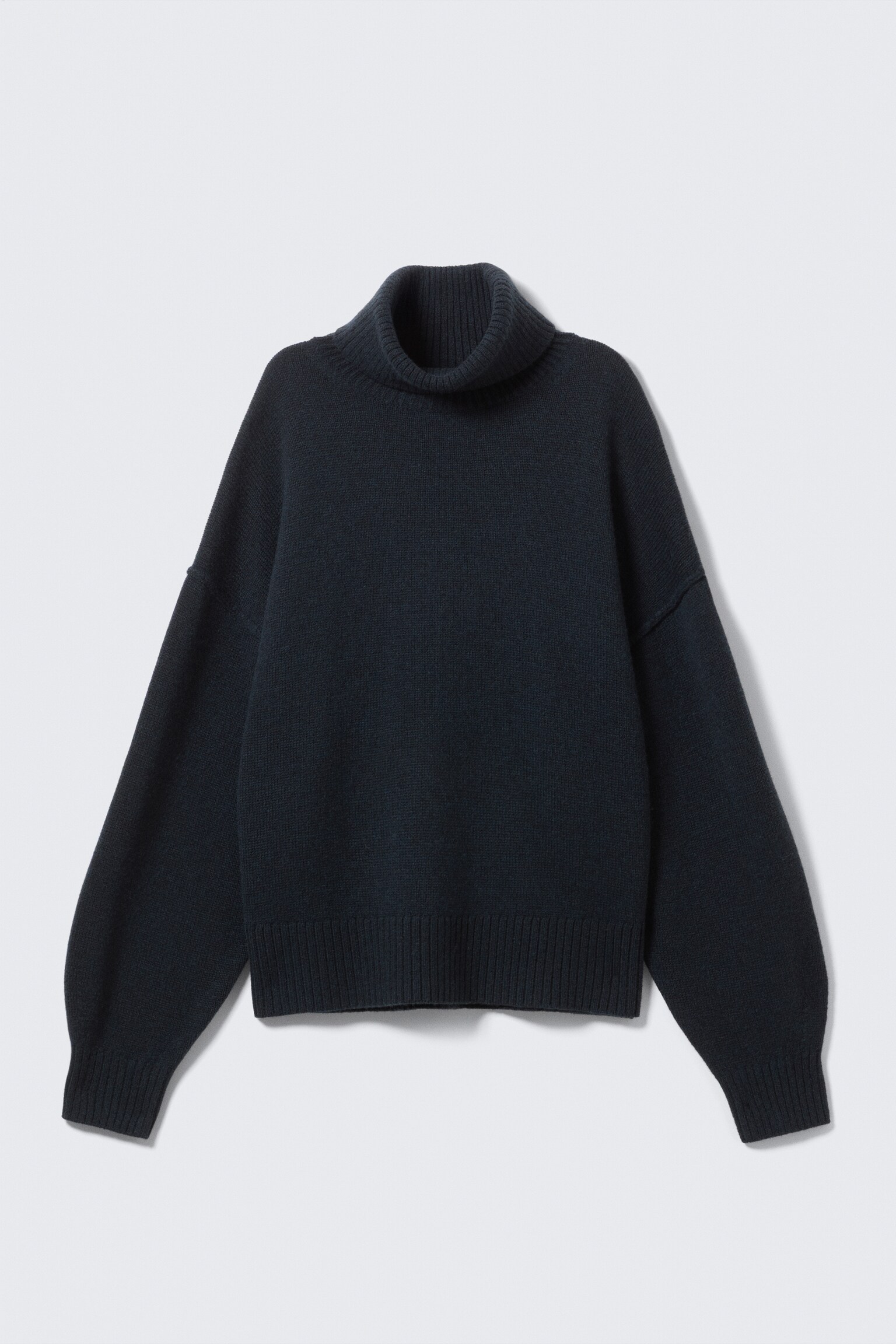 Oversize-Rollkragenpullover aus Wolle - Dunkles Marineblau/Grau meliert - 2