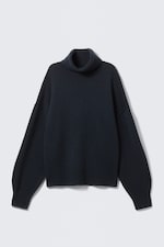 Donker marineblauw - Oversized wollen coltrui - 4