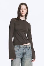 Dark Grey Stripe - Long Sleeve Cotton Top - 0