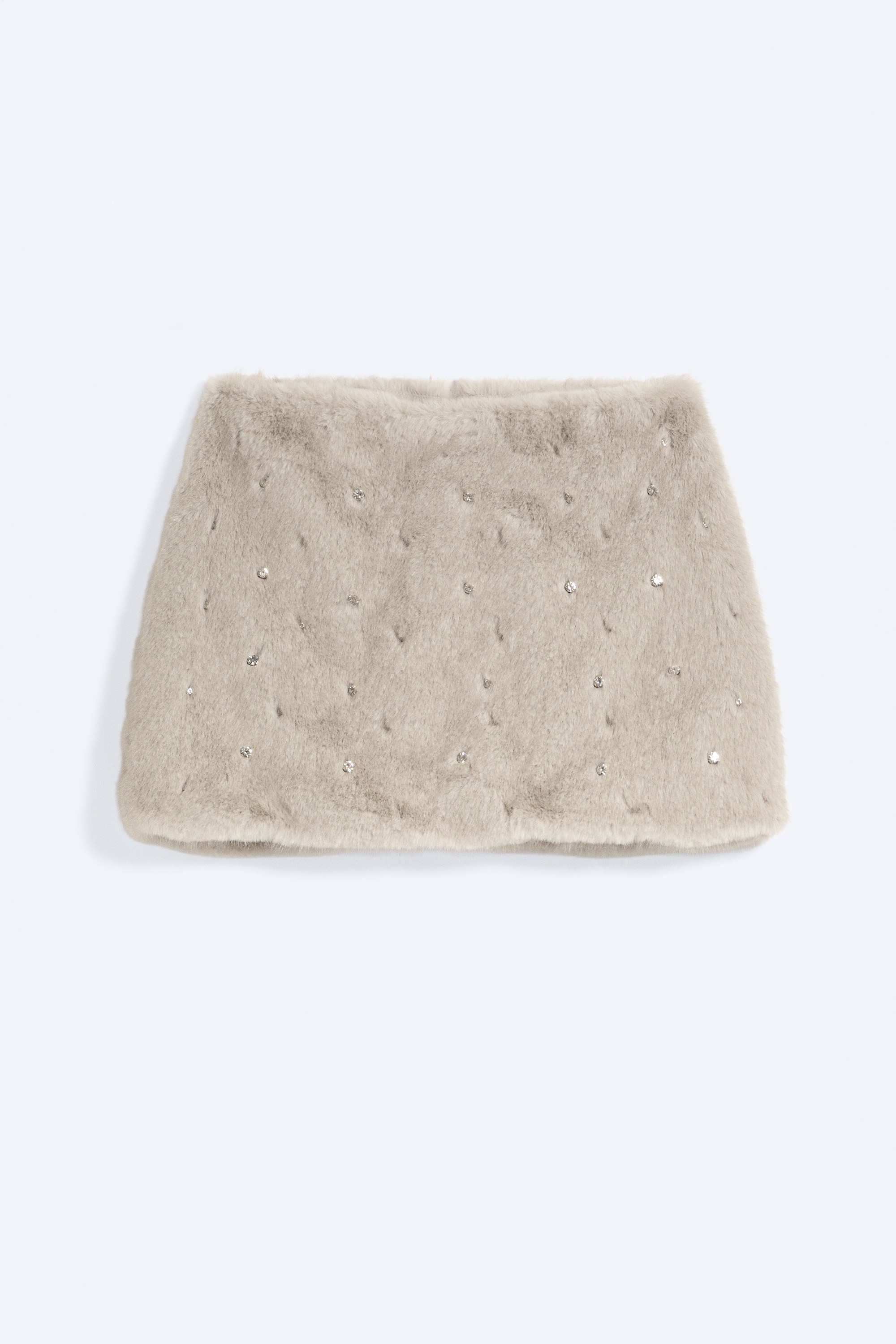 Faux Fur Rhinestone Mini Skirt