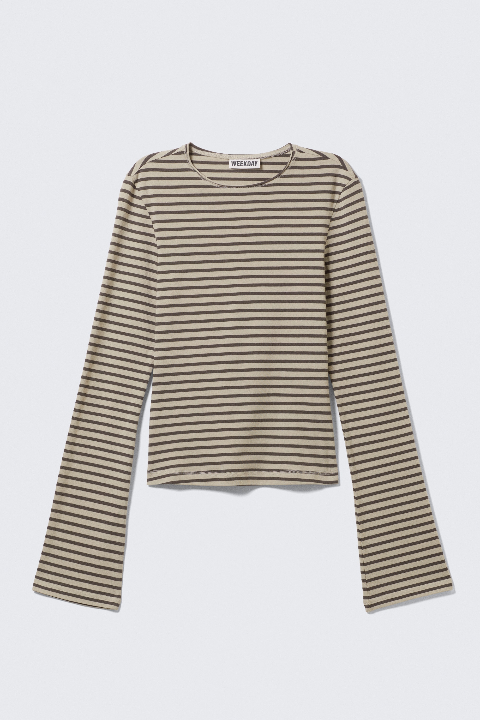 Long Sleeve Cotton Top - Раиран мол/Dark Brown/Тъмнозелено райе/Черно-сиви райета/Тъмнозелено/White - Black Stripes/Тъмнокафяво рае/Striped Dark Khaki Green