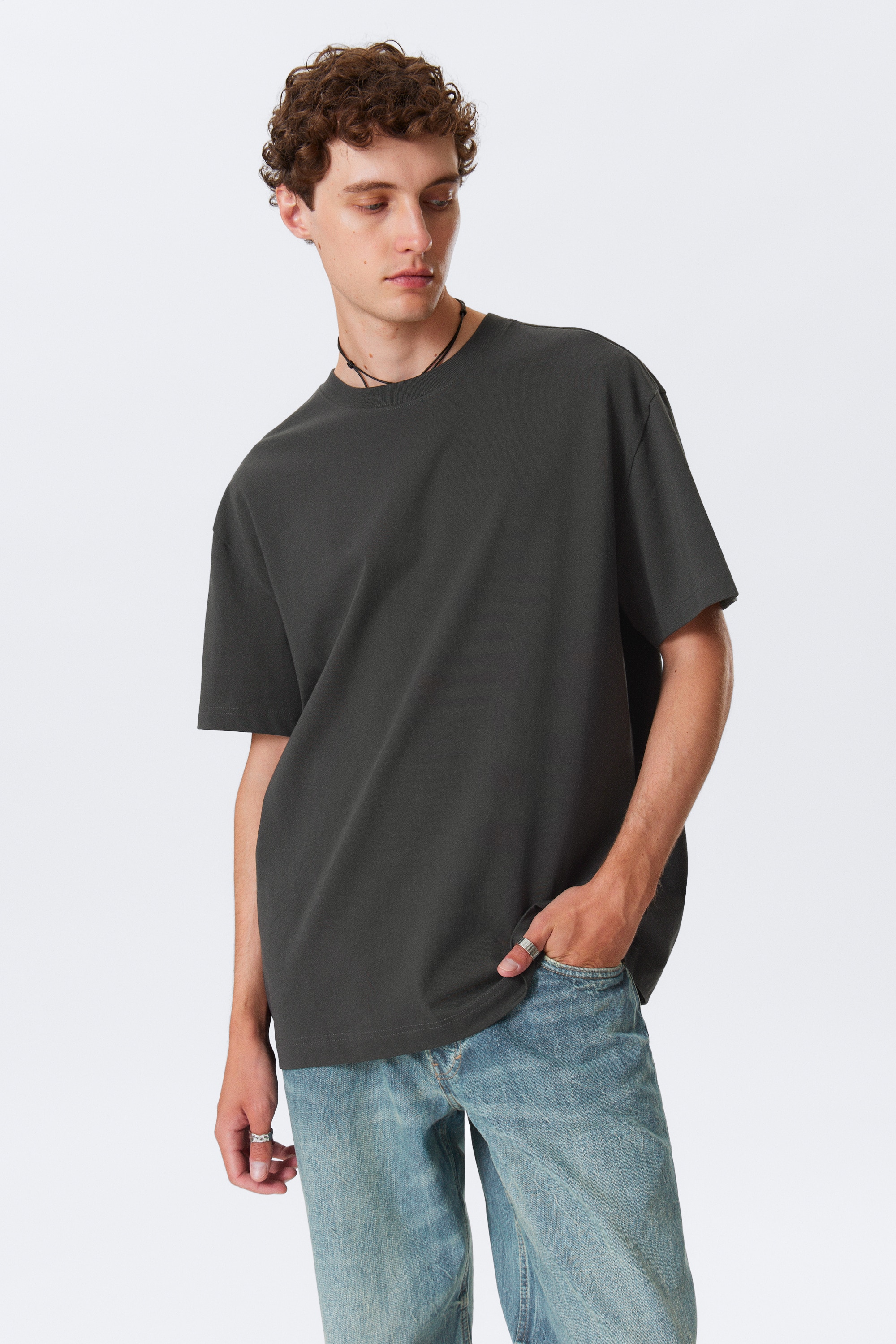 Oversized Heavyweight T-shirt - Off Black/Pastel Green/Bright Blue/White/Khaki Green/Black
