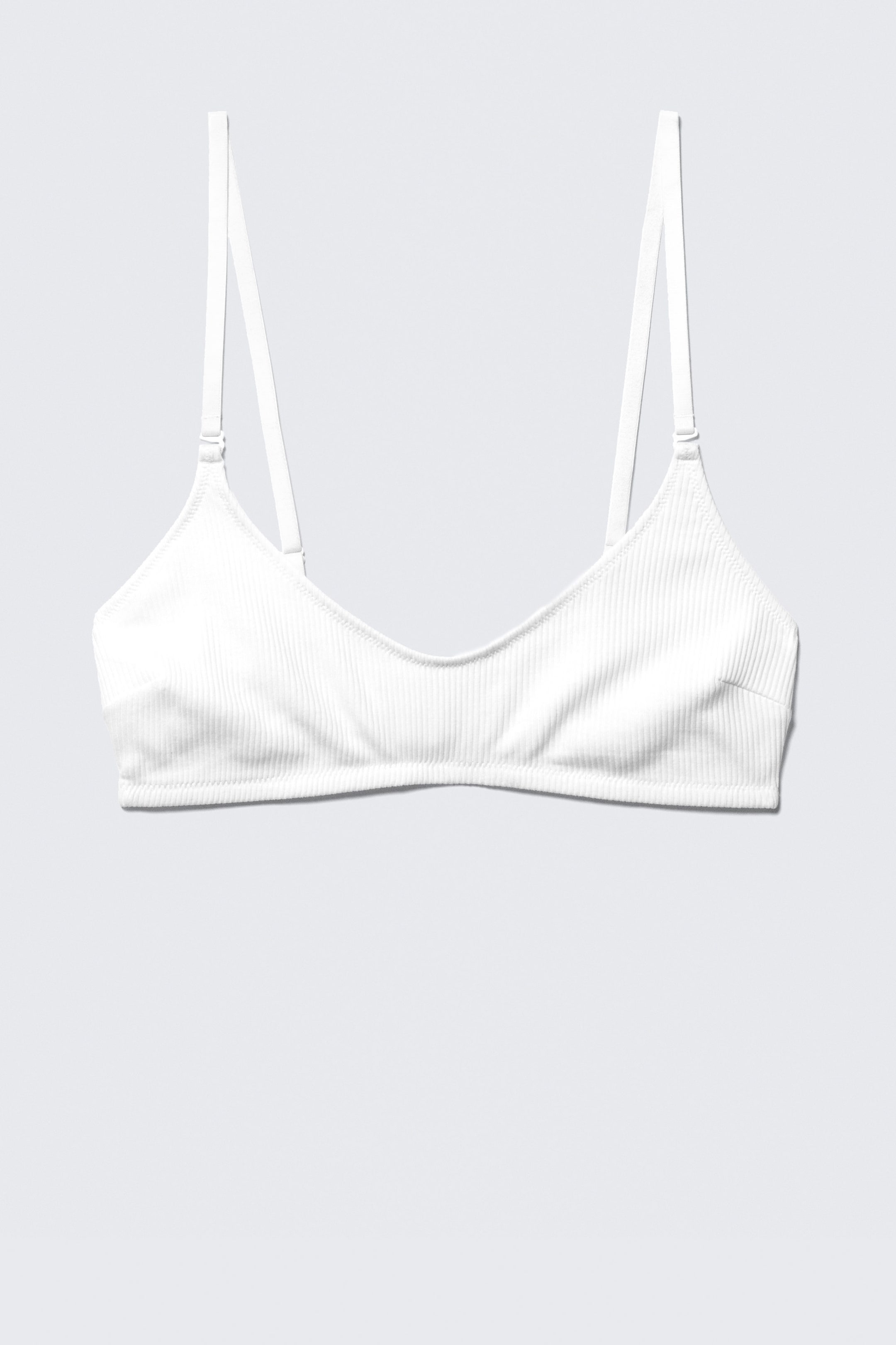 Weiß - Weicher, gerippter Neckholder-BH - 1
