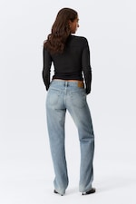 Blue Fade - Medium Blue - Arrow Low Rise Regular Straight Leg Jeans - 3