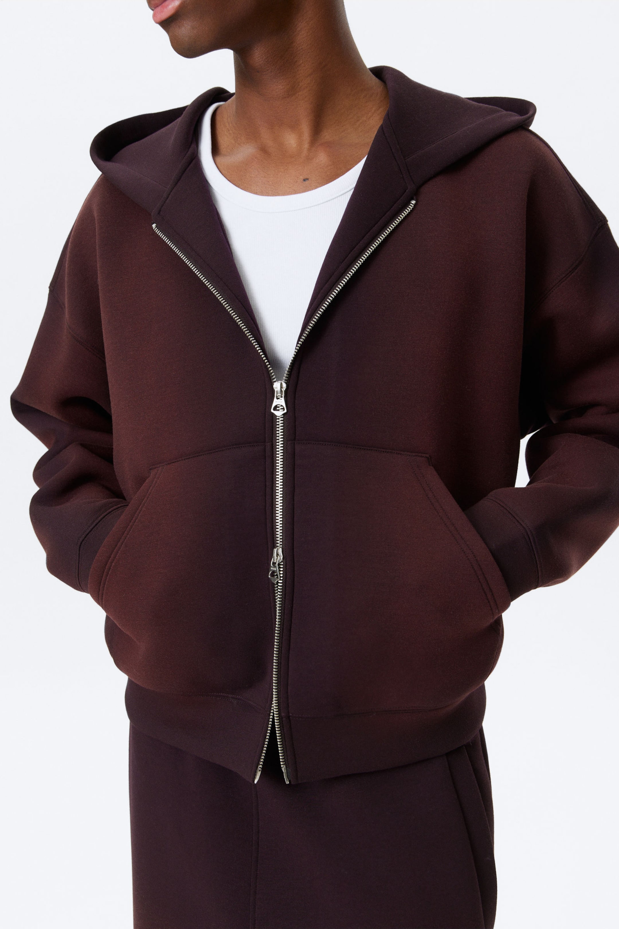 Washed Dark Plum - Simon Washed Scuba Zip Hoodie - 2