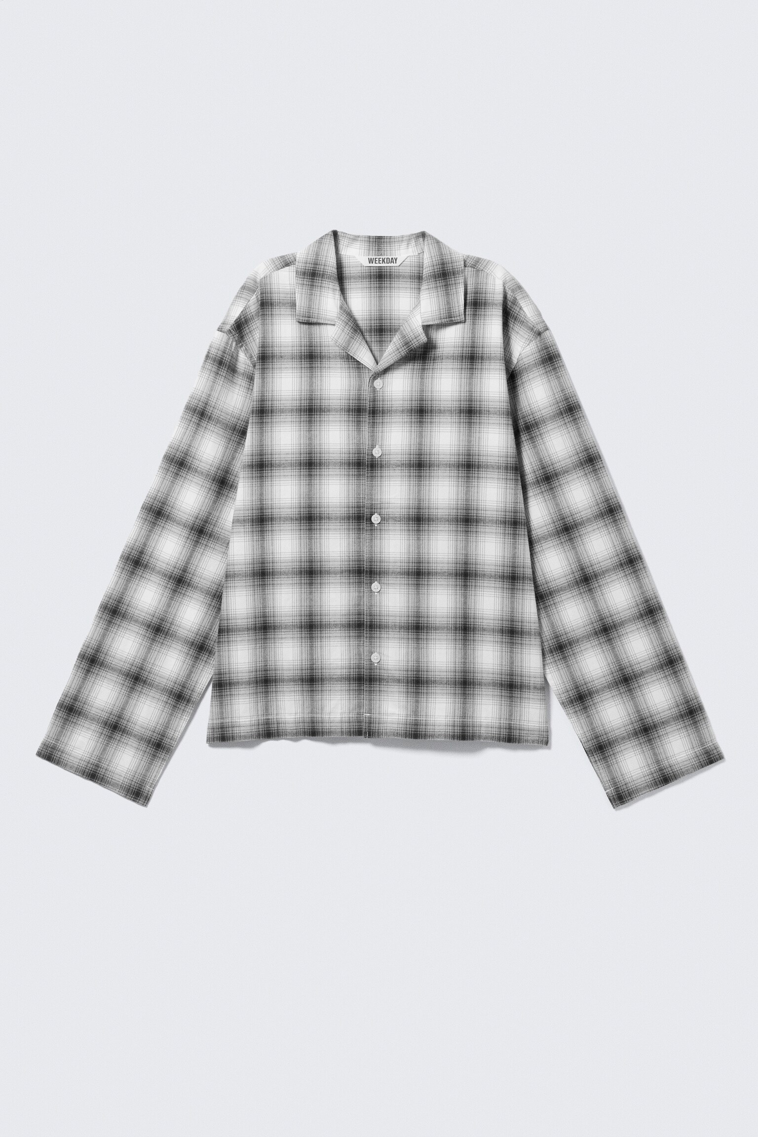 Relaxed Flannel Pyjama Shirt - Checked White/Checked Dark Brown - 2